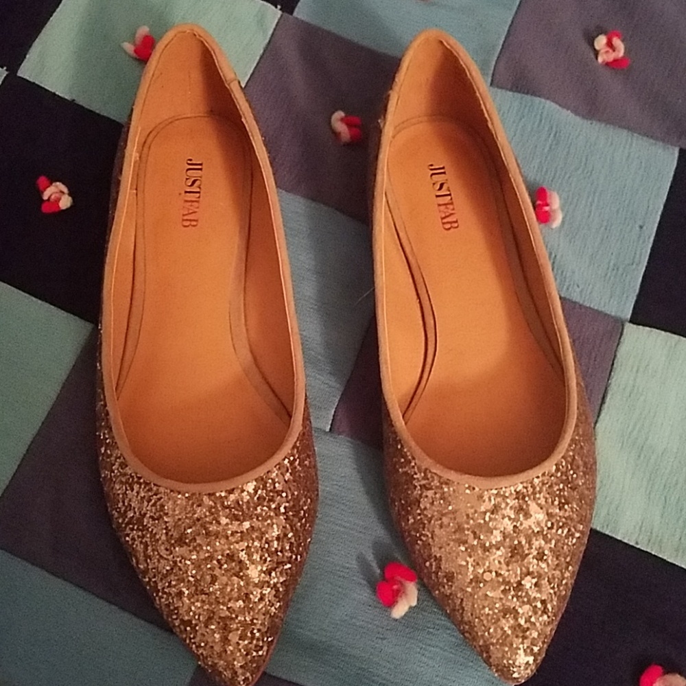 Gold sparkly shoes